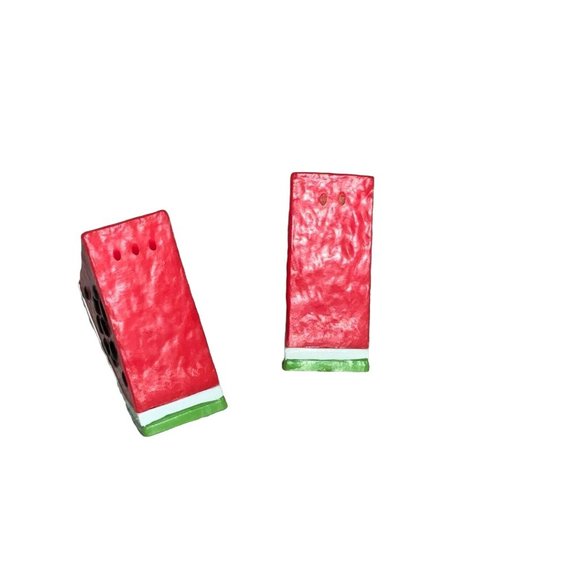 WATERMELON WEDGE SALT & PEPPER Shaker SET - BRIGHT Colors PLASTIC - Picture 5 of 7